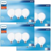 PHILIPS PLC 5.5W 60W G25 SW Basic LED - 4 Pack, 3 Bulbs PER Pack 12 Bulbs Total