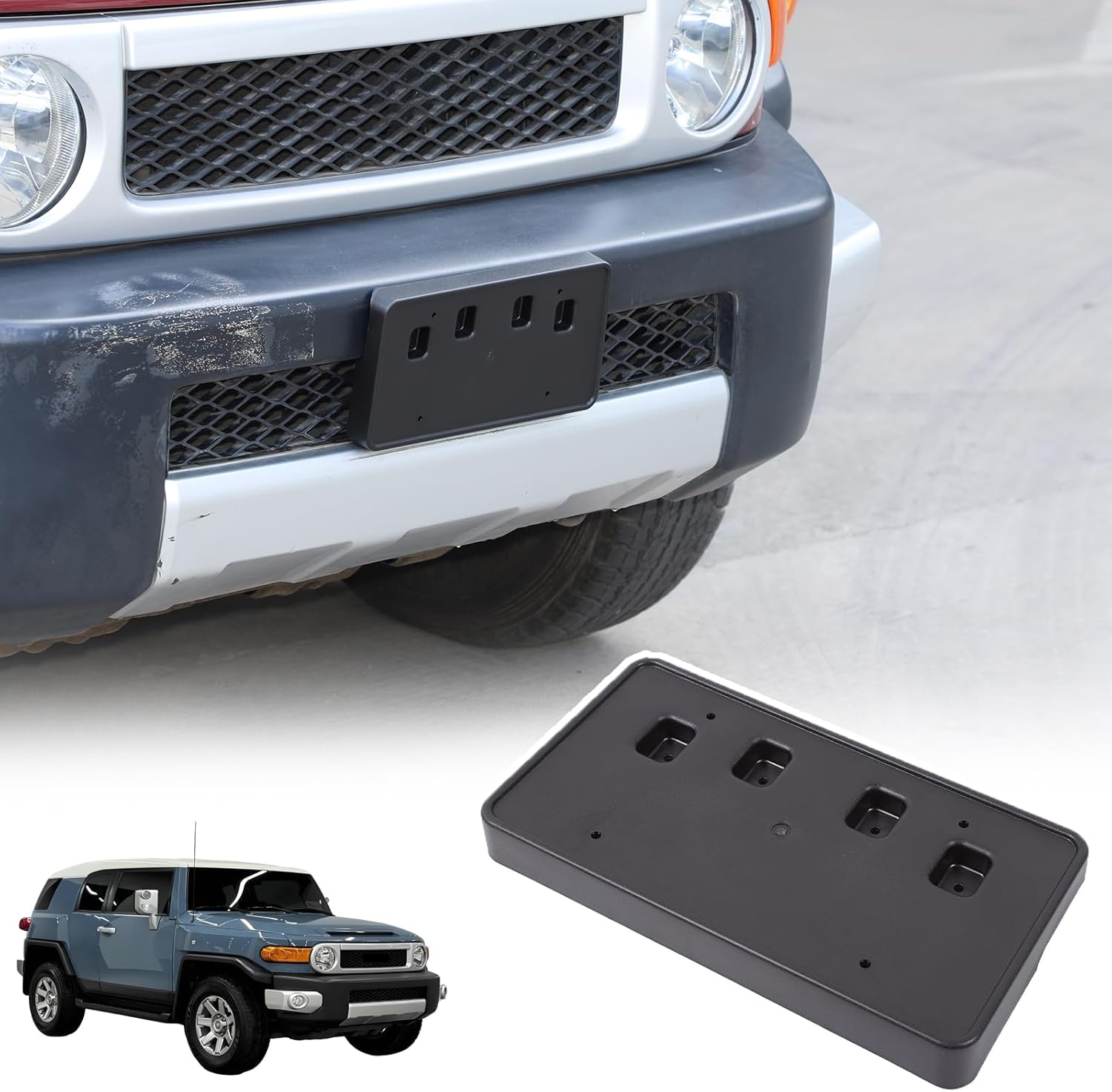 License Plate Frame Bracket Compatible with Toyota FJ Cruiser 2007-2021,ABS Tag Frame Front Bumper License Plate Holder Mount Adapter Relocation Kit Accessories (Black)