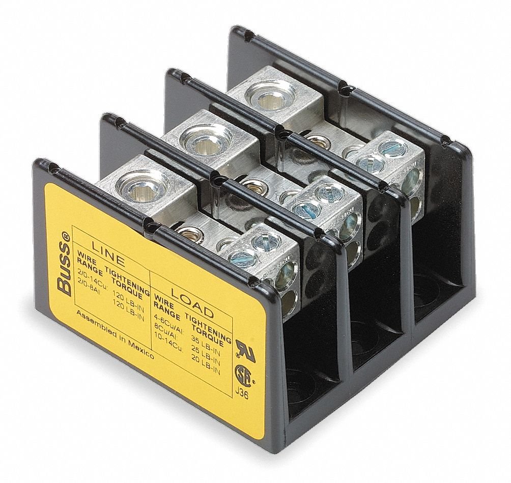 Bloc de distribution Bussmann 16220-3 175A 600V pour tableau triphasé - 2