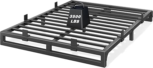 Vista 11 de Marco de cama tamaño King, plataforma de metal de 18 pulgadas con diseño de ranura en U sin chirridos, 6 protectores antideslizantes, soporte