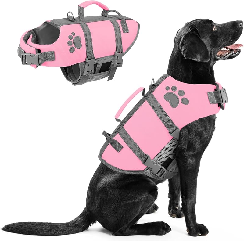 Colete salva-vidas para cães Queenmore com alça, flutuabilidade e tiras refletivas — XXL