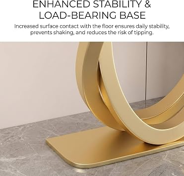 Modern Iron Decorative Console Table With rock slab tabletop，Narrow Table Behind Sofa Couch, for Entrance, Entryway, Hallway, Living Room(Gold,100CM-A)