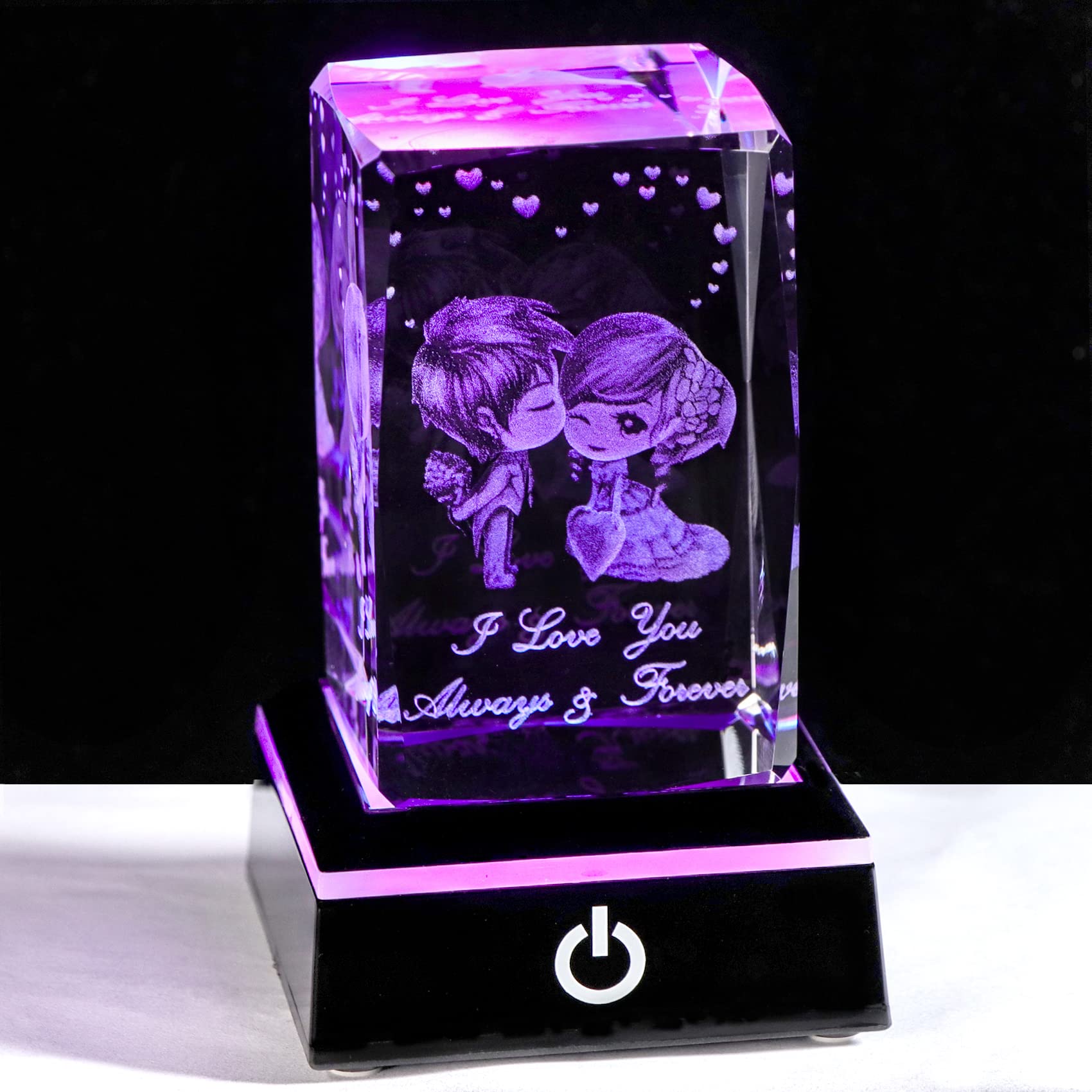 3D I Love You Gifts Crystal Engraved Love Girl and Boy Anniversary for Women Girlfriend Glass Keepsake Paperweight Ornaments