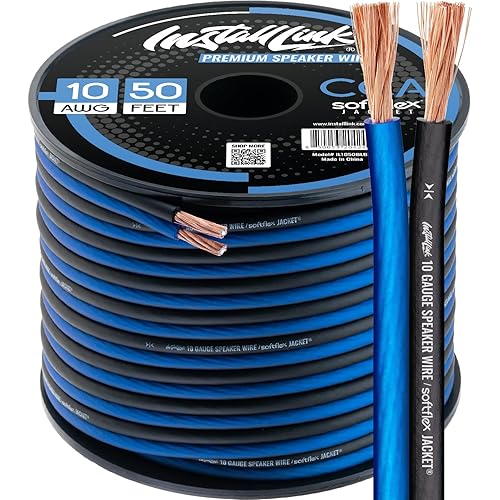 10 AWG Gauge Speaker Wire Cable (50 Feet) Stereo, Car or Home Theater, CCA