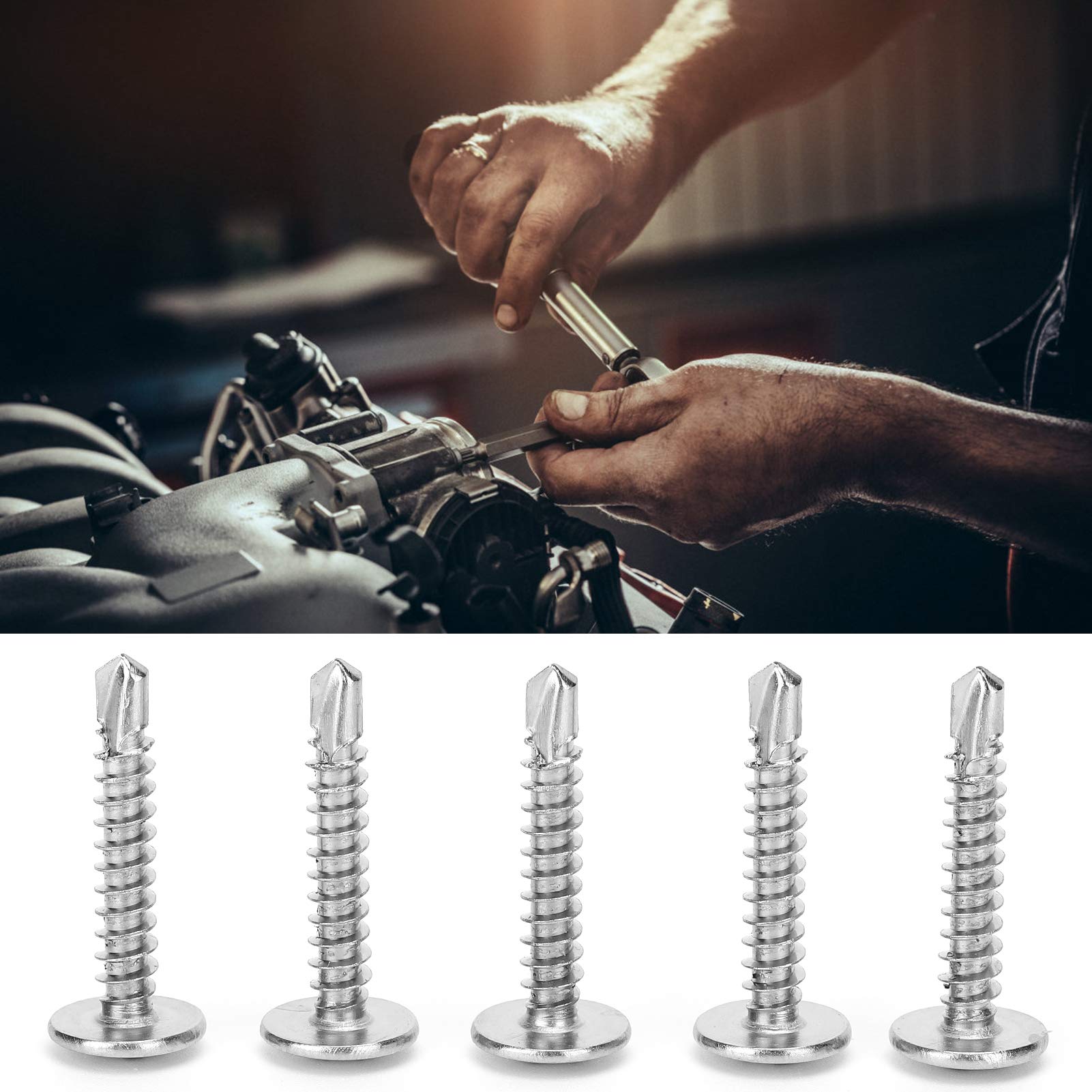 500 tornillos autorroscantes, tornillos autorroscantes de cabeza plana, tornillo de acero inoxidable 410, ranuras cruzadas, rosca profunda para reemplazo (M4,2 x 25 mm)