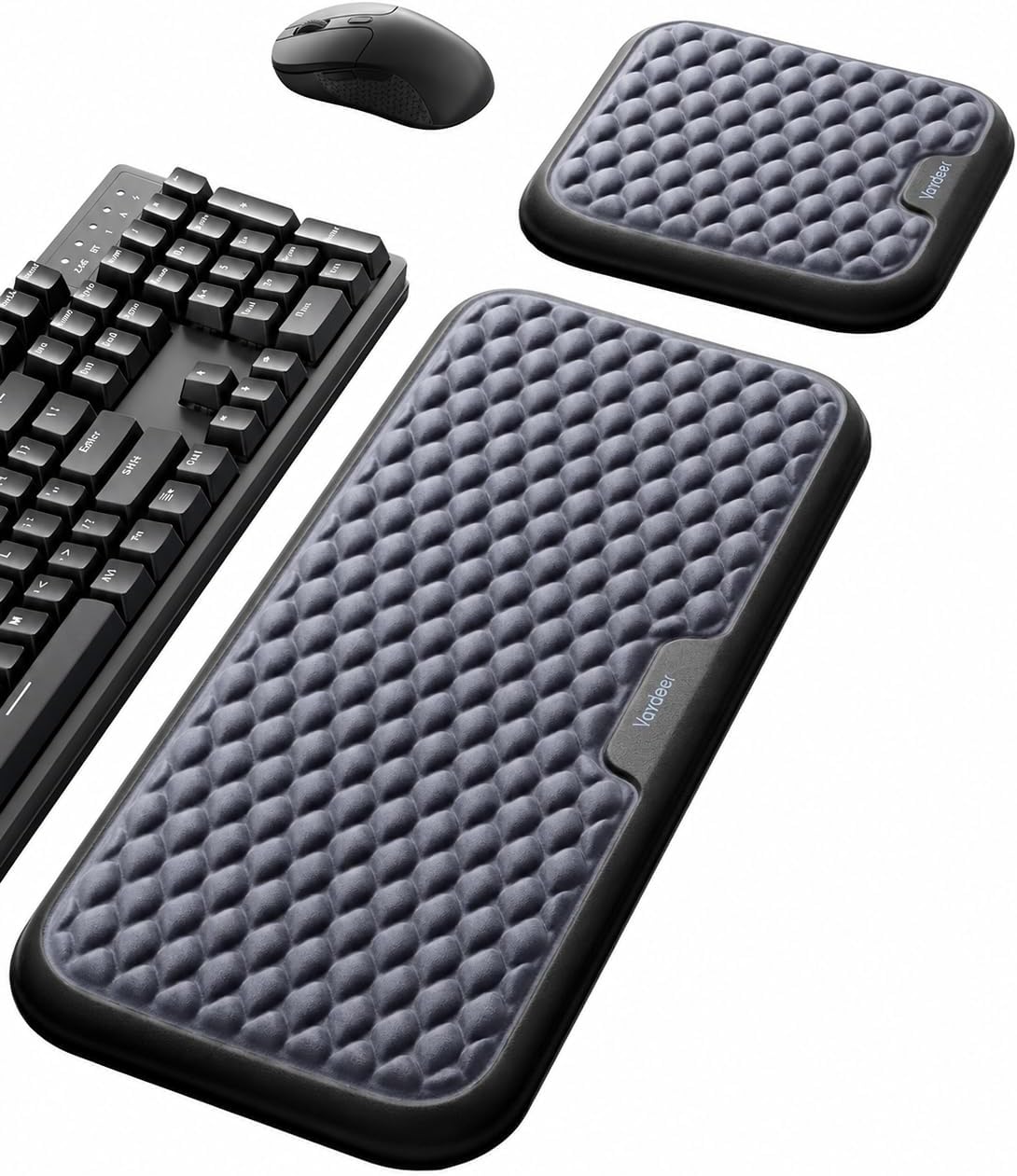Vaydeer Extra Large Wrist Rest Set for Keyboard and Mouse, Computer Ergonomic Wrist Support, Armrest Elbow Pad Mouse Rest, Typing Pain Relief Soft Memory Foam Desk Cushion for Office Work Gaming