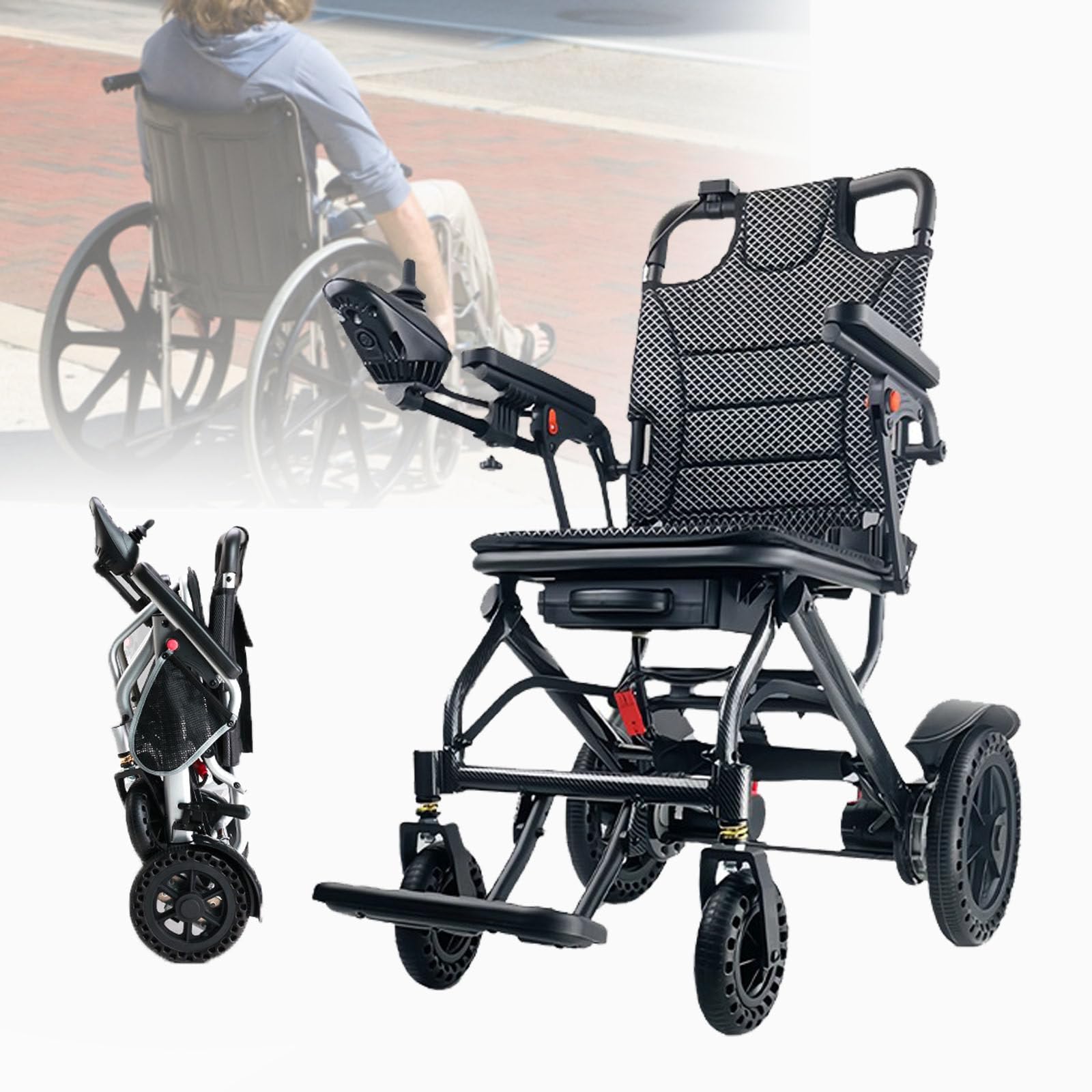 Silla De Ruedas EléCtrica Para Adultos: Ligera, Plegable Y Duradera, Ideal Para Movilidad Todoterreno Con Motores Sin Escobillas De 360 ​​W, Gran AutonomíA Para Viajes Y Uso Diario.,6AH