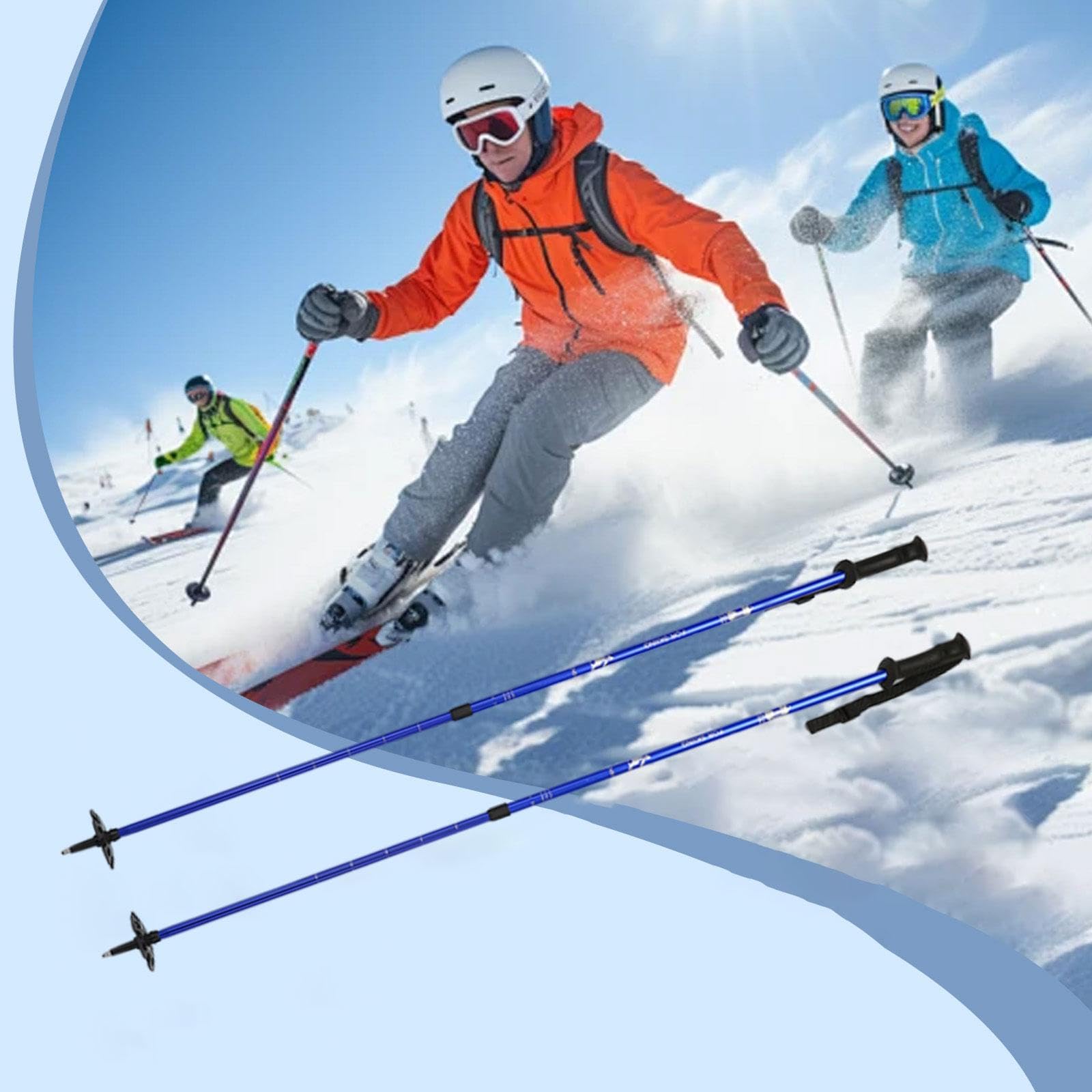 2 Pièces Bâtons de Randonnée Ski Télescopique Aluminium Alliage Système de Verrouillage Rapide Poignée Confortable Adapté Aux Expéditions Activités Ne