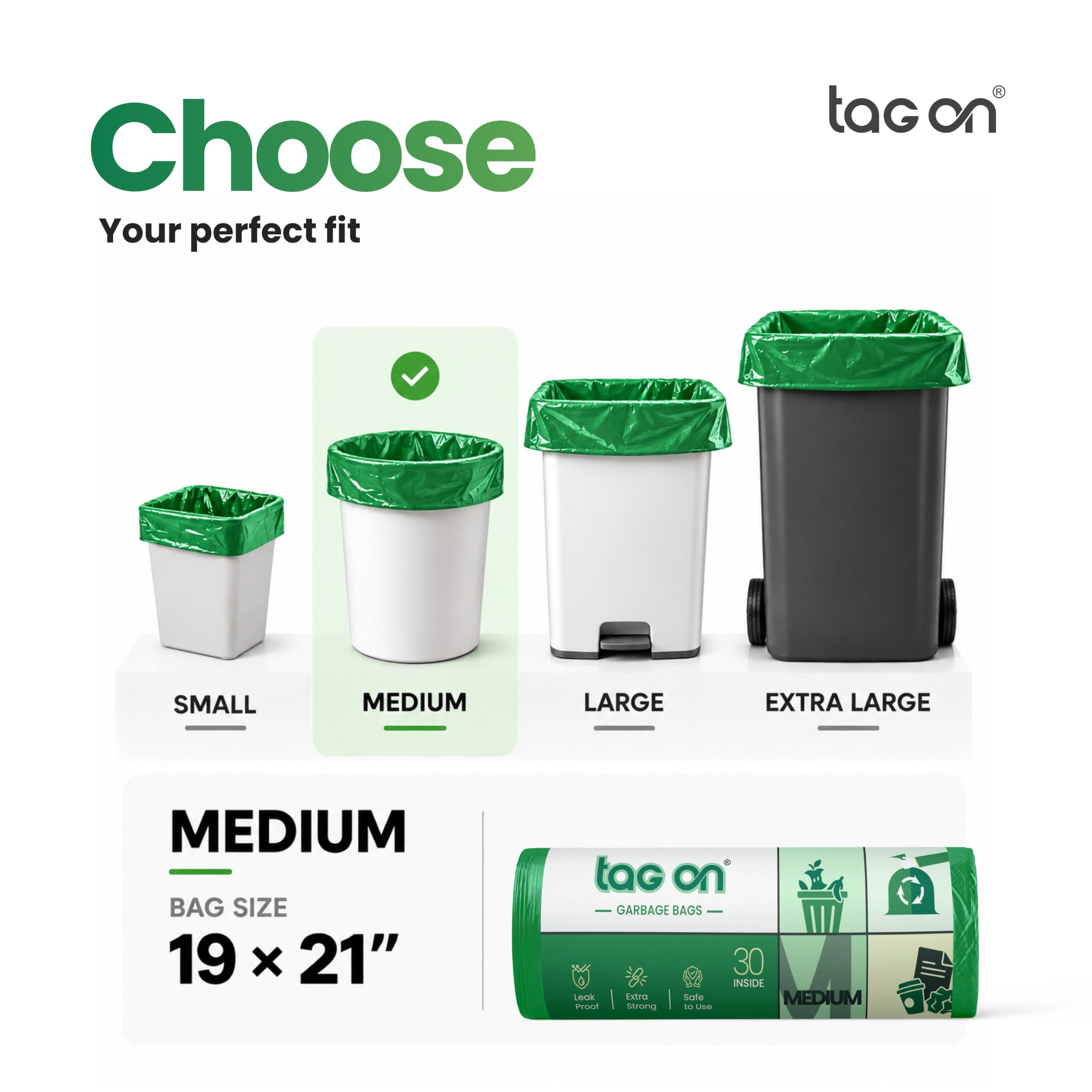 Premium Garbage Bags - 90 Pack, 19x21" -3