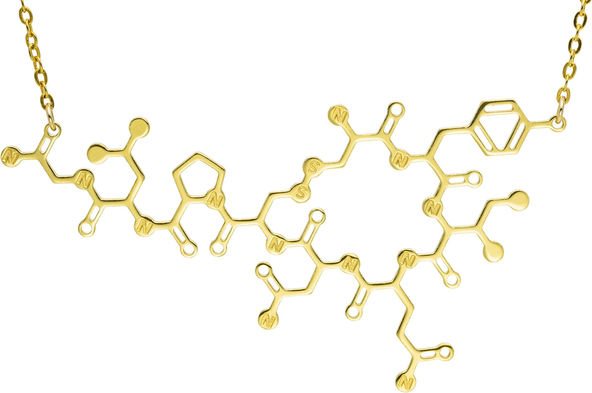 Oxytocin Molecule Necklace Oxytocin Pendant -Gold Plated 18k Chemistry Jewelry