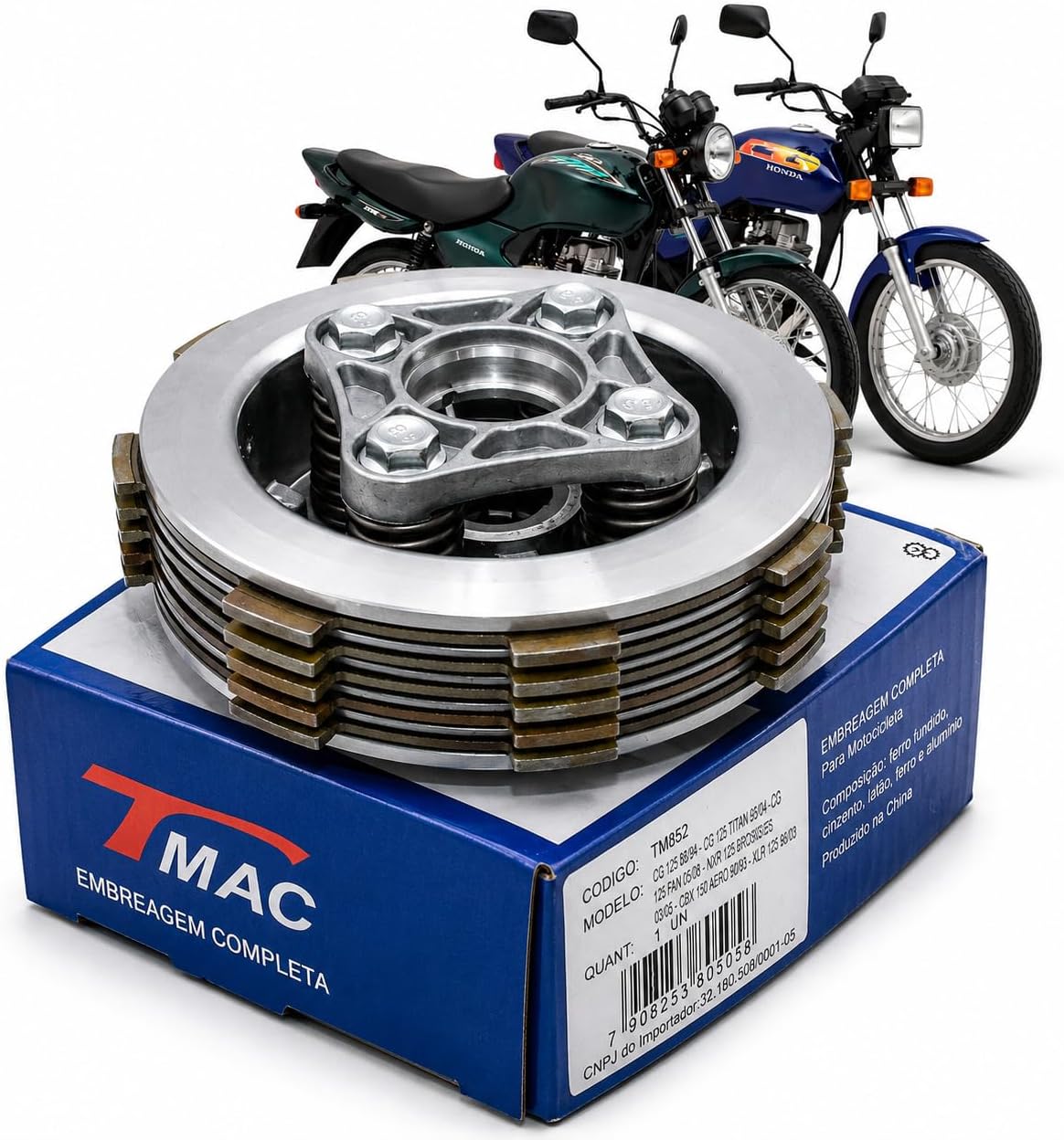 EMBREAGEM COMPLETA P/MOTO HONDA CG 125 88/94 - CG 125 TITAN 95/04 - CG 125 FAN 05/08 - NXR 125 BROS KS/ES 03/05 - CBX 150 AERO 90/93 - XLR 125 96/03 EMBREAGEM COMPLETA P/MOTO HONDA CG 125 88/94 - CG 125 TITAN 95/04 - CG 125 FAN 05/08 - NXR 125 BROS KS/ES 03/05 - CBX 150 AERO 90/93 - XLR 125 96/03