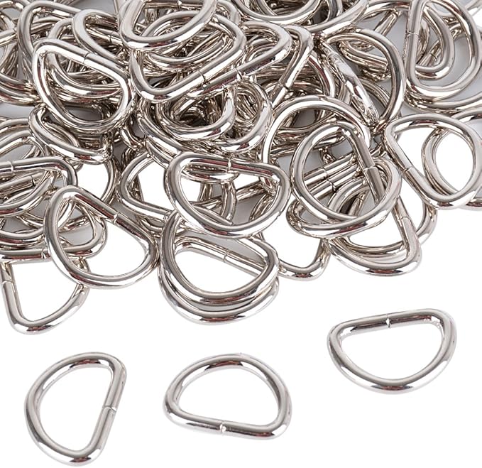 JNCH 100pcs D-Rings Anillas en Forma D, 19mm de Ancho Interno para Hebilla Correas Accesorios de Bolsos Mochilas
