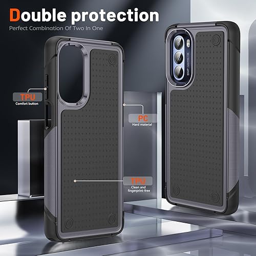 Miniatura 3 de Jeylly Funda para teléfono Moto G Stylus 5G 2022, ajuste delgado, parte trasera de policarbonato duro de cuerpo completo y TPU suave, absorción de