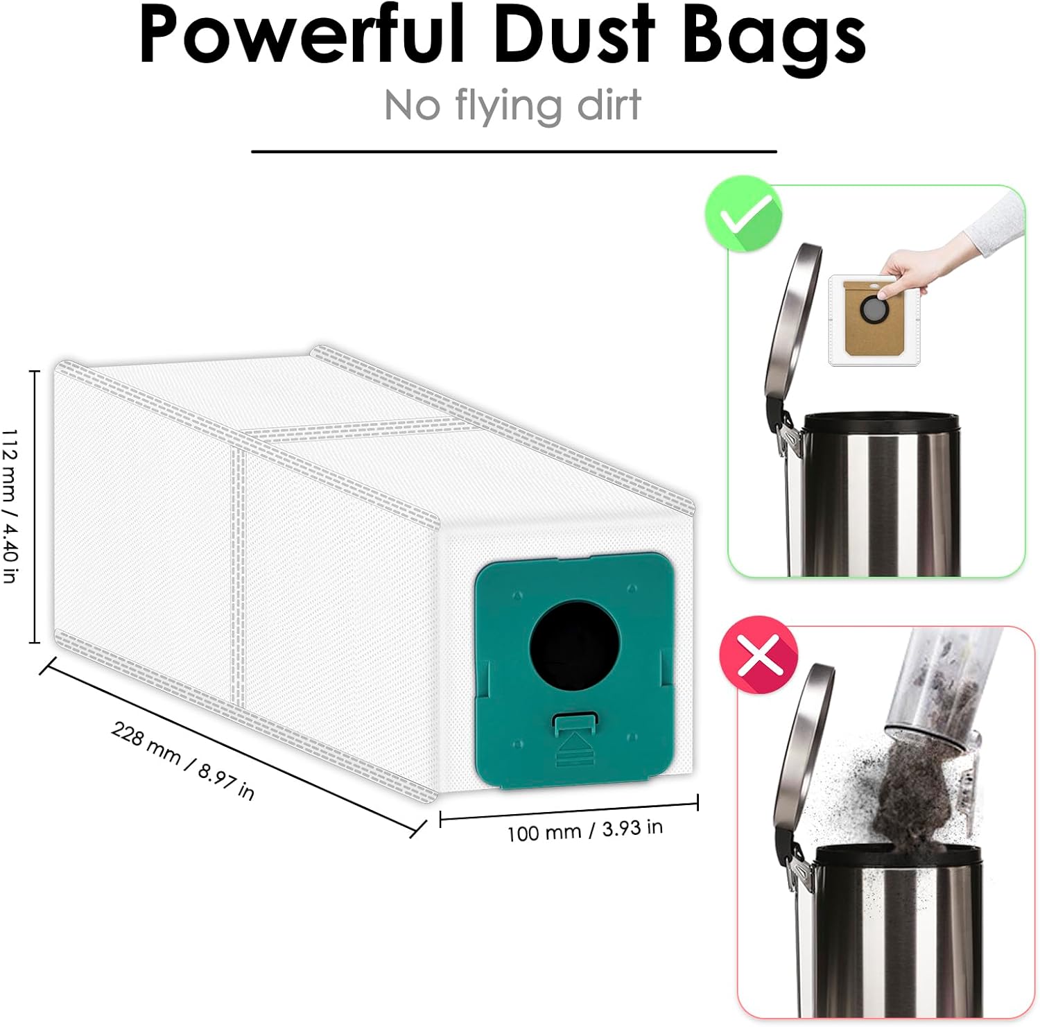 (15 Pack) VCA-ADB95 Replacement Dust Bags for Samsung Bespoke Jet Cordless Stick Vacuum Cleaner, VCA-ADB953 Disposable Bags, Dust Bag, Large Capacity, Canister Bags