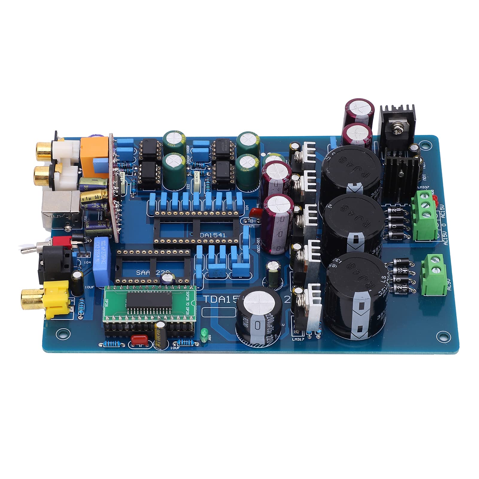Aramox Placa Decodificadora Coaxial Módulo Decodificador PCB CYJ TDA1541 con USB PCM2704 2x4700UF Condensadores Rectificador Completo para Amplificadores Usuarios de Componentes Electrónicos