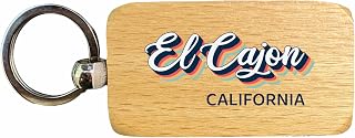 El Cajon California 2.5x1-Inch Souvenir Wooden Keychain 3D Retro Design