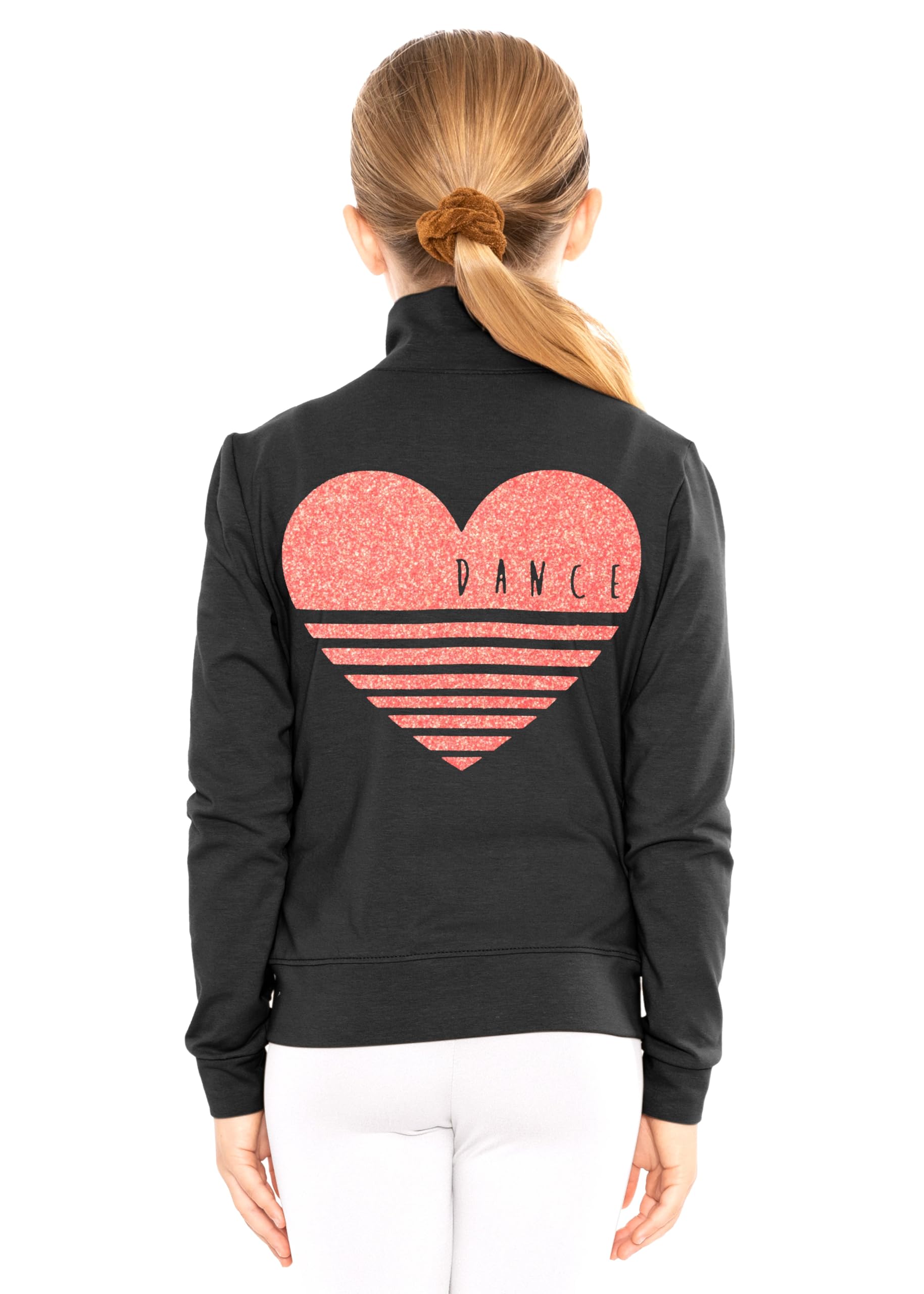 STRETCH IS COMFORT Sparkle Dance Warm Up Jacket for Girls and Women | Glitter Performance Studio Competition Zip Layer