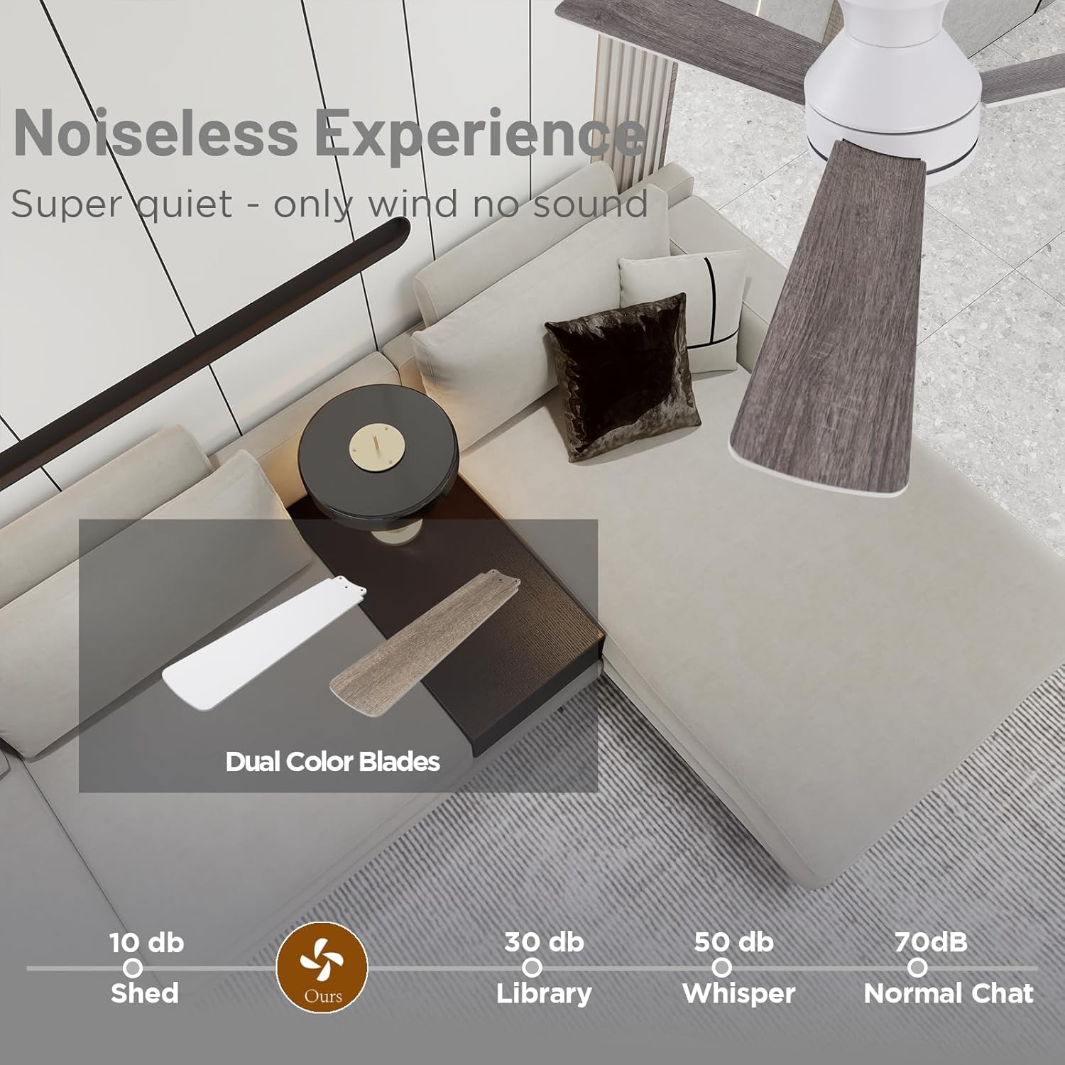 42" Ceiling Fan Flush Mount: Low Profile with Light and Remote - Quiet Reversible DC Motor - Light Memory Function & 3CCT Dimmable for Den Home Office (Matte White)