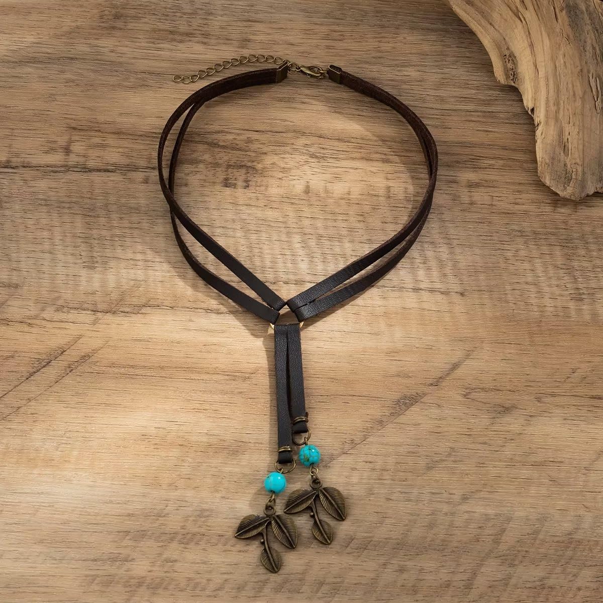 Vintage Negro Marrón Gargantilla Colgante Turquesa Boho Cuero Terciopelo Accesorios