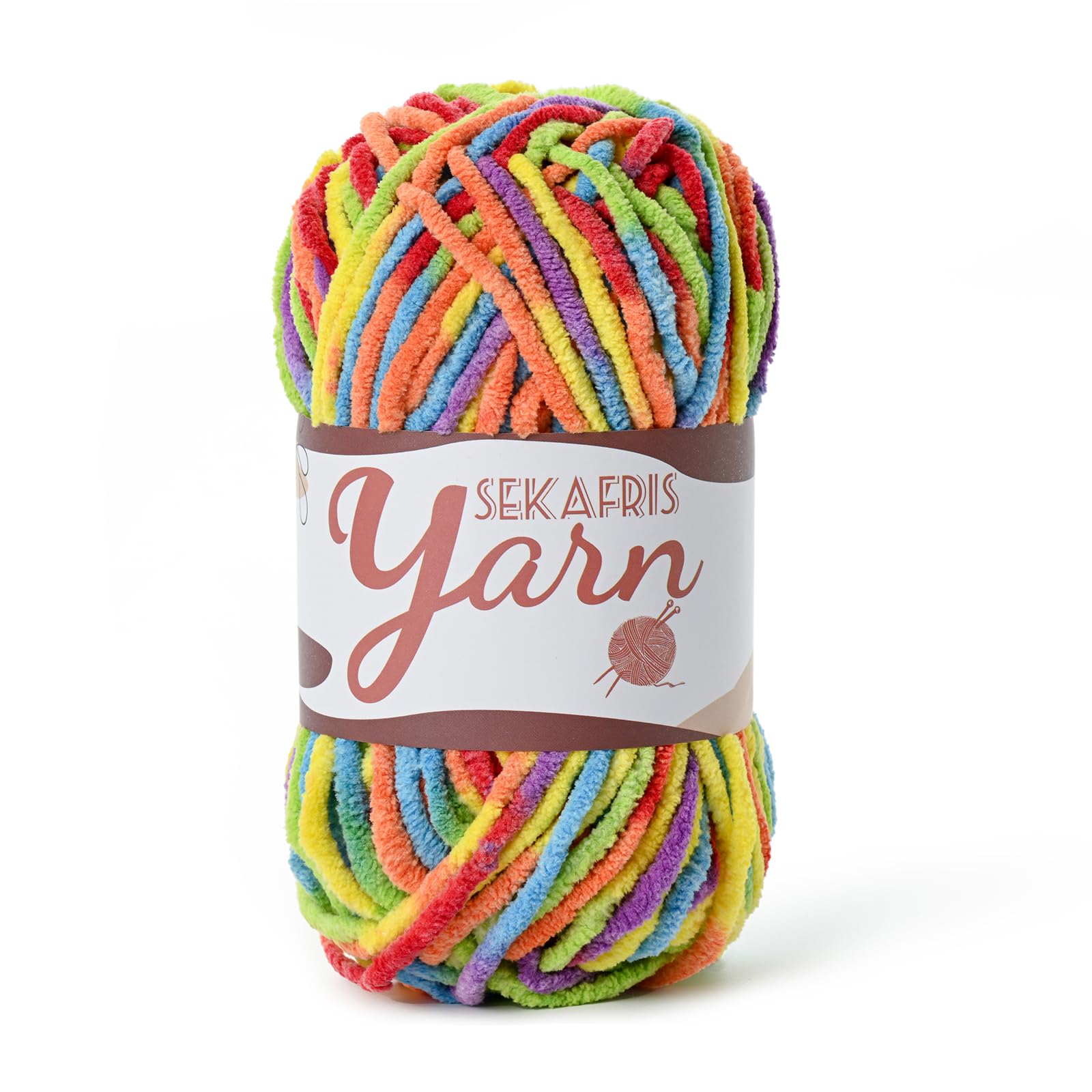 Chenille Yarn for Crocheting Plush Blanket Crochet Yarn Rainbow