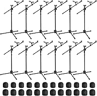 Vista 16 de AW Soporte de brazo de micrófono con clips de micrófono duales, trípode ajustable, soporte de teléfono para rendimiento, canto, boda, escenario y al