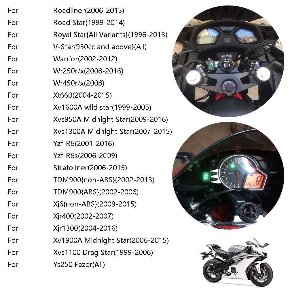 Wasserdichtes 1-6 Gang LED Digital Ganganzeige Anzeigemessgerät Kompatibel mit Yamaha FZ6 R FZS600 FZS1000 Fazer XJ6 YZF-R6 R6S R1 FZ8 FZ1 FZ1N TDM900 FZ400 XT660 MT-03 MT01 Xjr400 Ys250