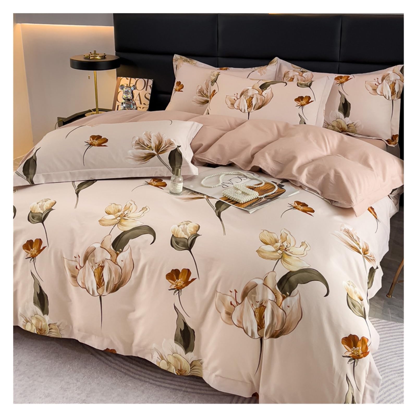 Housse de couette douce motif floral pour des nuits sereines en coton
