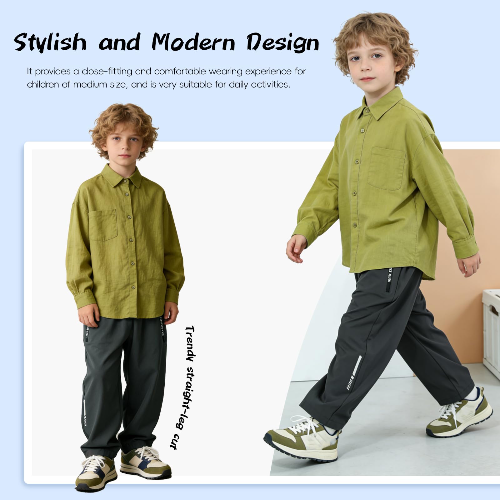 SUKUTU Pantalones Ligeros y Transpirables para niños para Primavera y Verano Pantalones Deportivos para niños