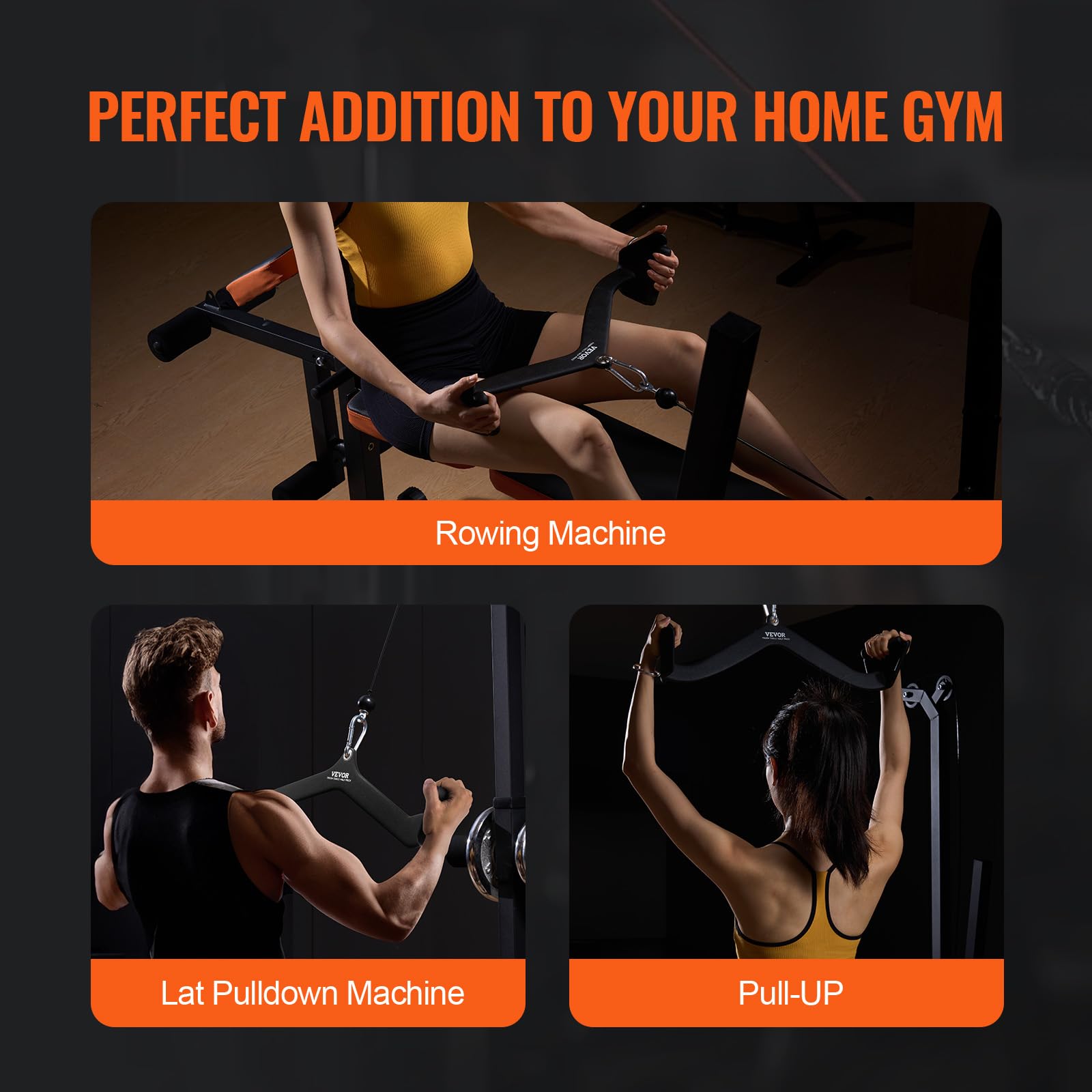 VEVOR Barre de Tirage Musculation en Forme de V, Accessoires pour Machine à Poulie en Acier Massif et Caoutchouc, Poignée de Tirage pour Entraînement de Force du Dos et Triceps, pour Gym Domicile