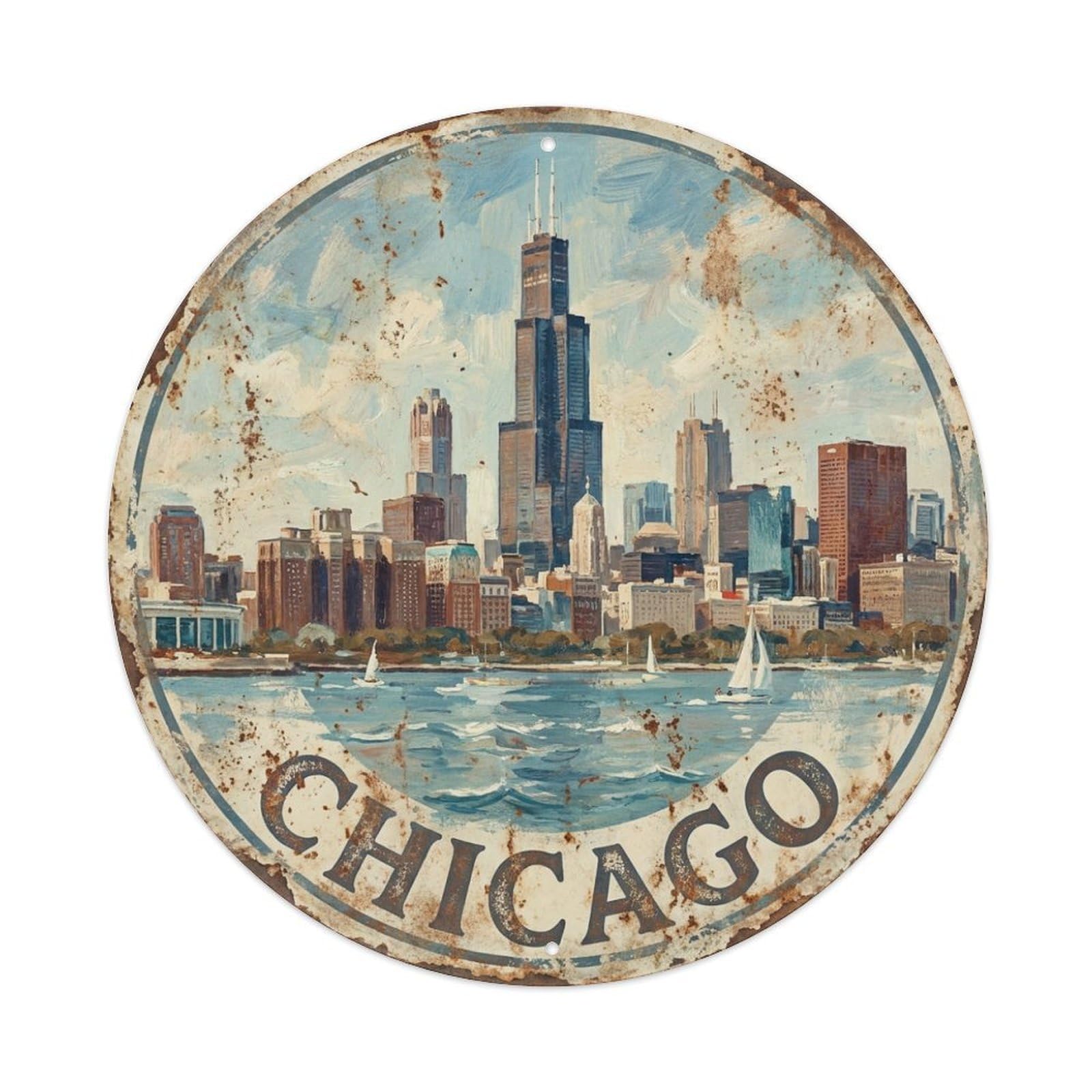 USA Travel Retro Chicago Metal Tin Sign