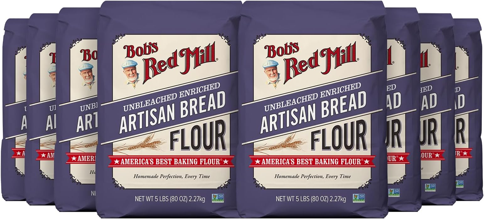 Bob's Red Mill Artisan Bread Flour, 5lb (Pack of 8) - Vegan, Kosher, Unbleached, Unbromated