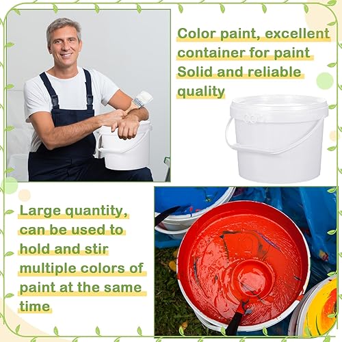 Miniatura 4 de 8 cubos de 2 galones con tapa, cubeta de plástico con asa, cubo duradero y resistente, contenedor seguro para alimentos, para almacenamiento