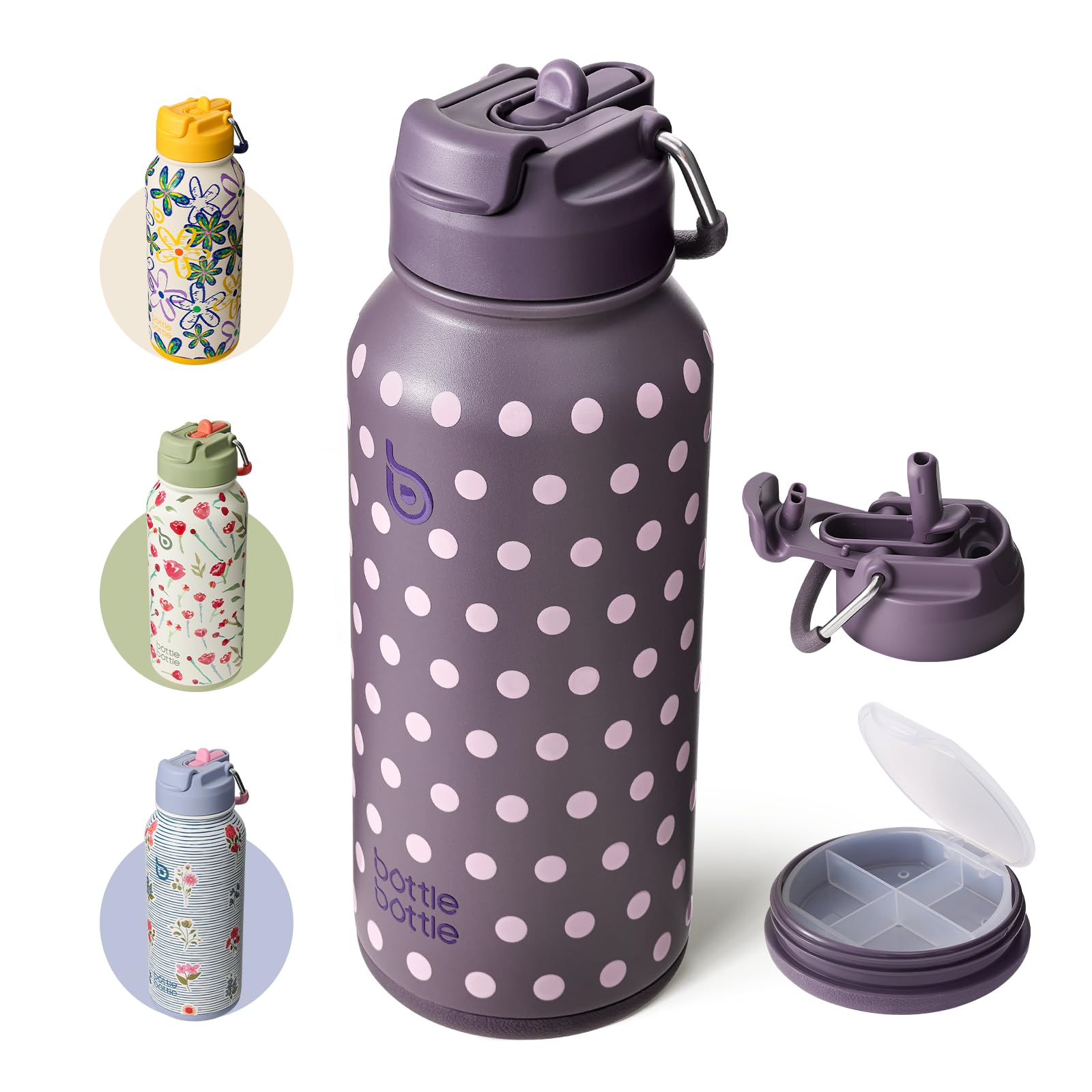 BOTTLE BOTTLE 32oz Insulated Water Bottle with Pill Box — image 1