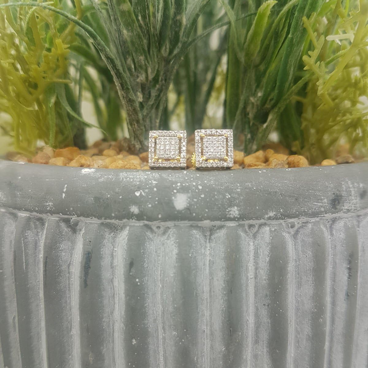 Dazzlingrock Collection 0.32 Ctw Round White Natural Diamond 7.5mm Square Hip Hop Iced Out Studs in 10K Real Solid Gold, Unisex Design Ladies,Mens Real Natural Diamond Earrings - Image 7