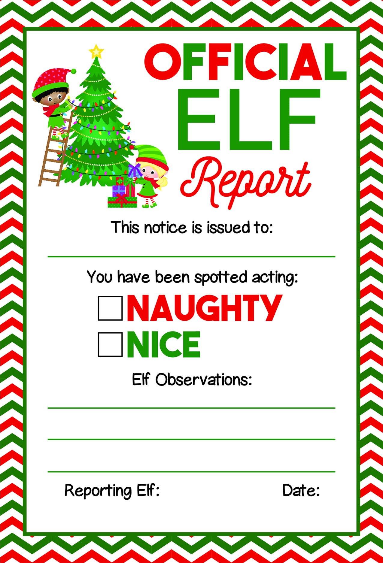Pink Pixie Studio 25 Official Elf Reports 4 x 6 Elves Notice Naughty or Nice Behavior to Accompany Your Holiday Christmas Elf- North Pole Santa Surveillance Xmas Cards Note