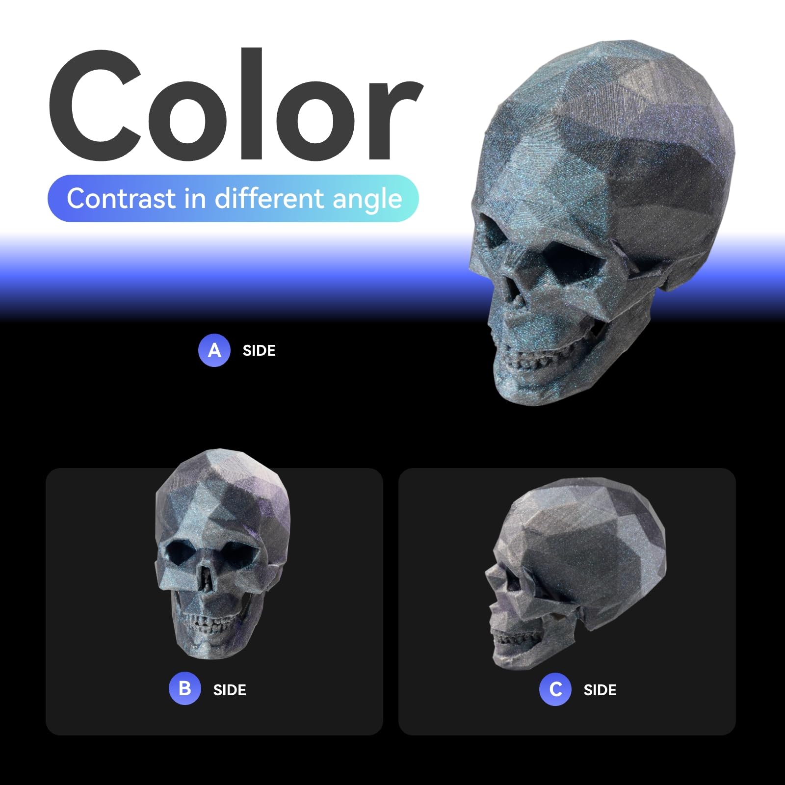 Chitu Systems Conjure - Filamento per stampante 3D in PLA camaleonte, 2 kg, 1,75 mm, doppio colore blu viola, glitter luccicanti per diverse luci e angoli (A-Chameleon PLA-Blue Purple 2 kg)