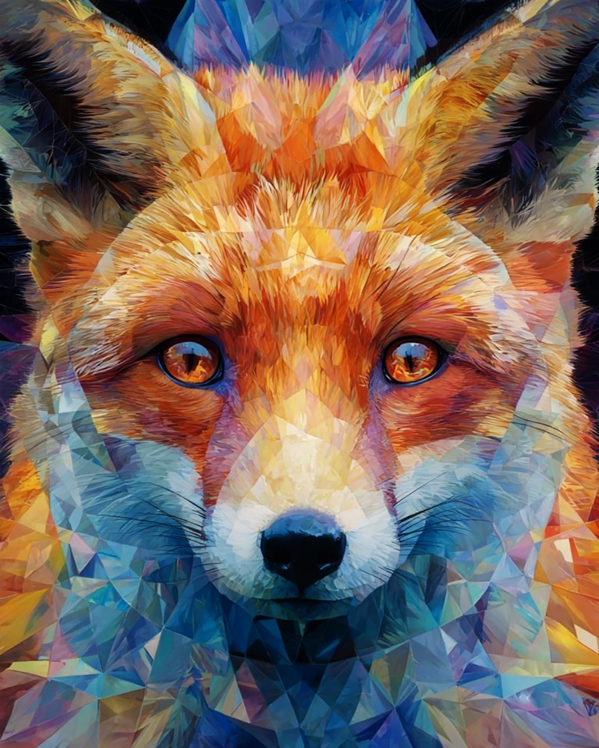 Liubaishi Multicolour Paint By Numbers For Adults, Crystal Fox Shadow, 16X20 Inch, Acrylic On Canvas, With 3 Brushes