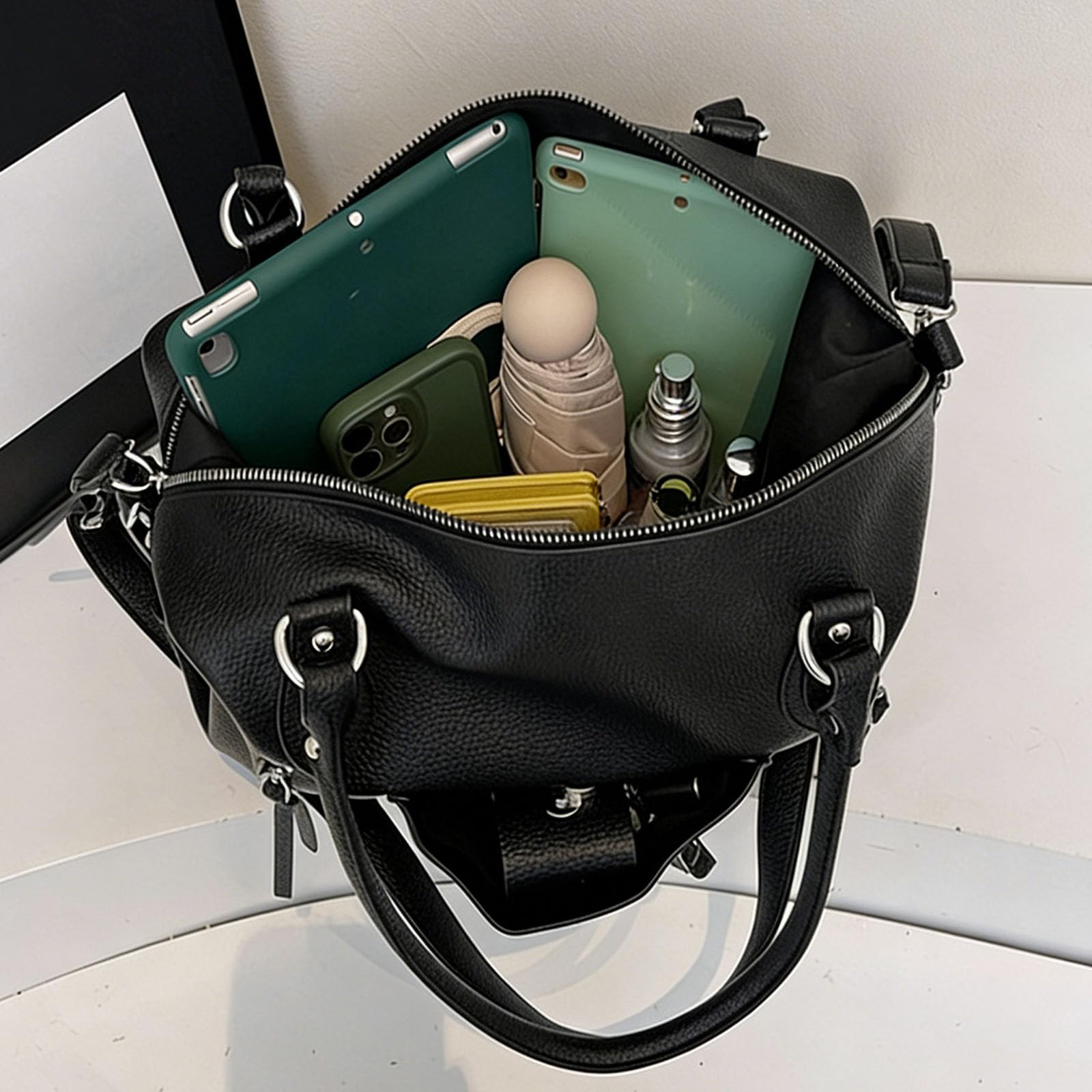 Elegante bolso de mano de piel sintética para mujer, con correa ajustable, bolso cruzado casual para axilas