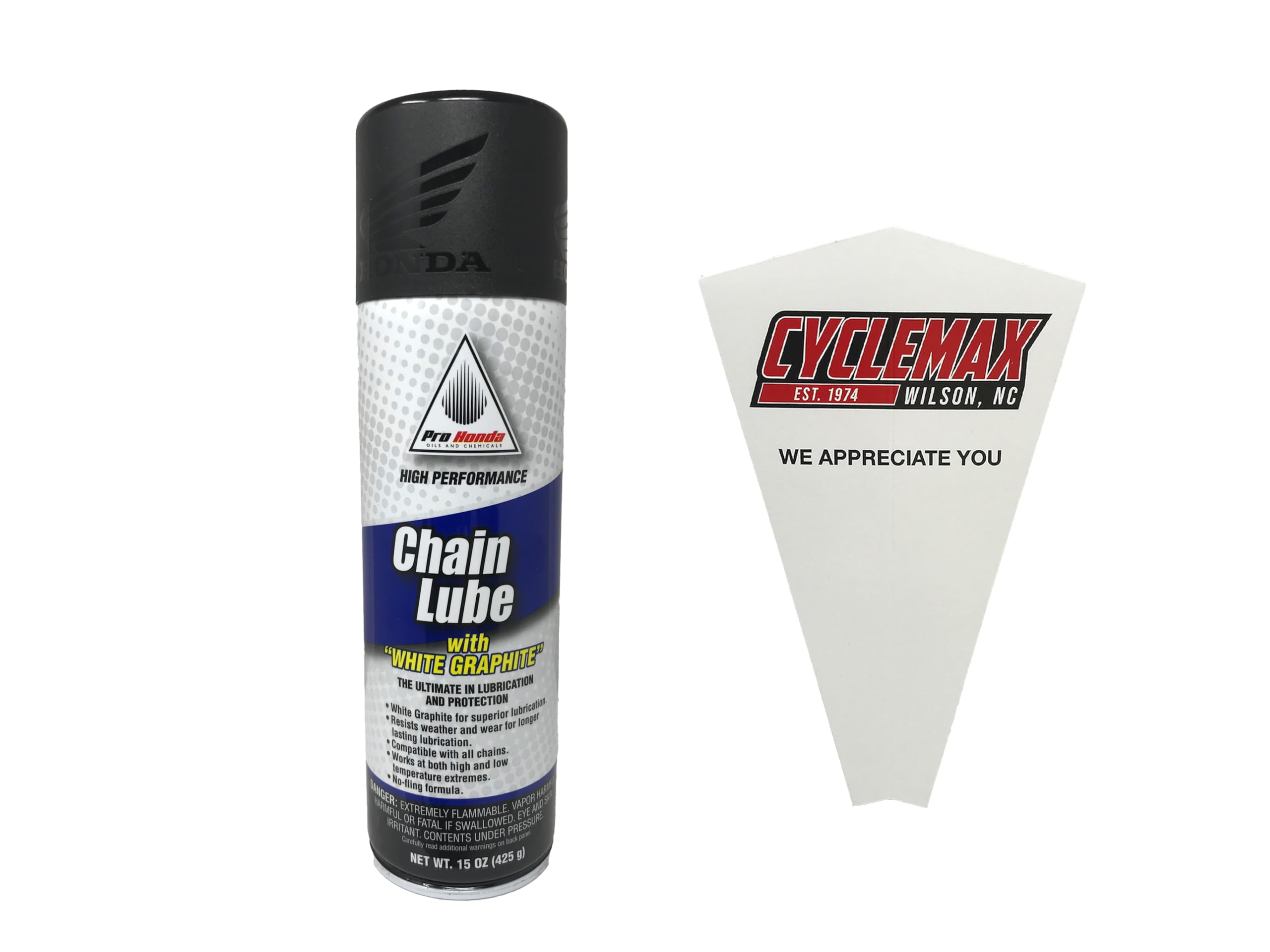 Cyclemax One Pack compatible with Honda Chain Lube with White Graphite 08732-CLG00 Contains One 11oz Can and a Funnel