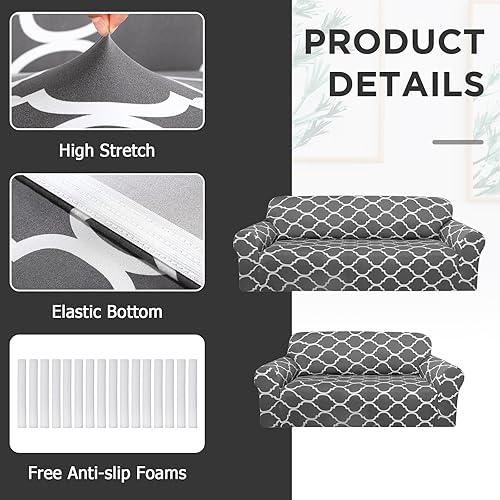 Miniatura 3 de Peryiter Juego de 2 fundas de sofá para sala de estar, protector de muebles, sofá y sofás, funda de sofá biplaza y silla, protector de muebles,