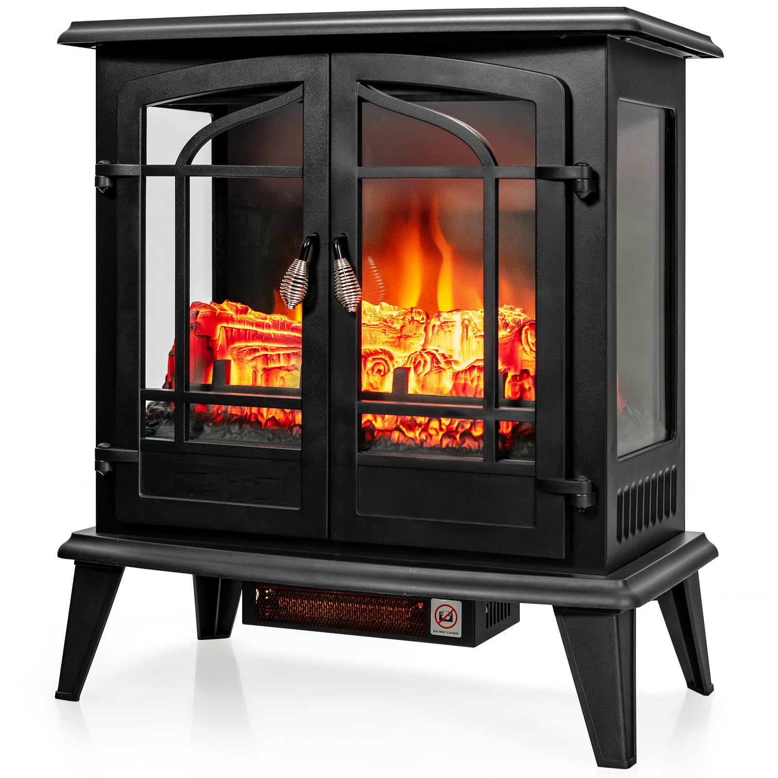 ORALNER Electric Fireplace Heater 25-Inch, Freestanding Fireplace Stove  with Realistic 3D Flame Effect, Overheat Protection, Portable Fireplace
