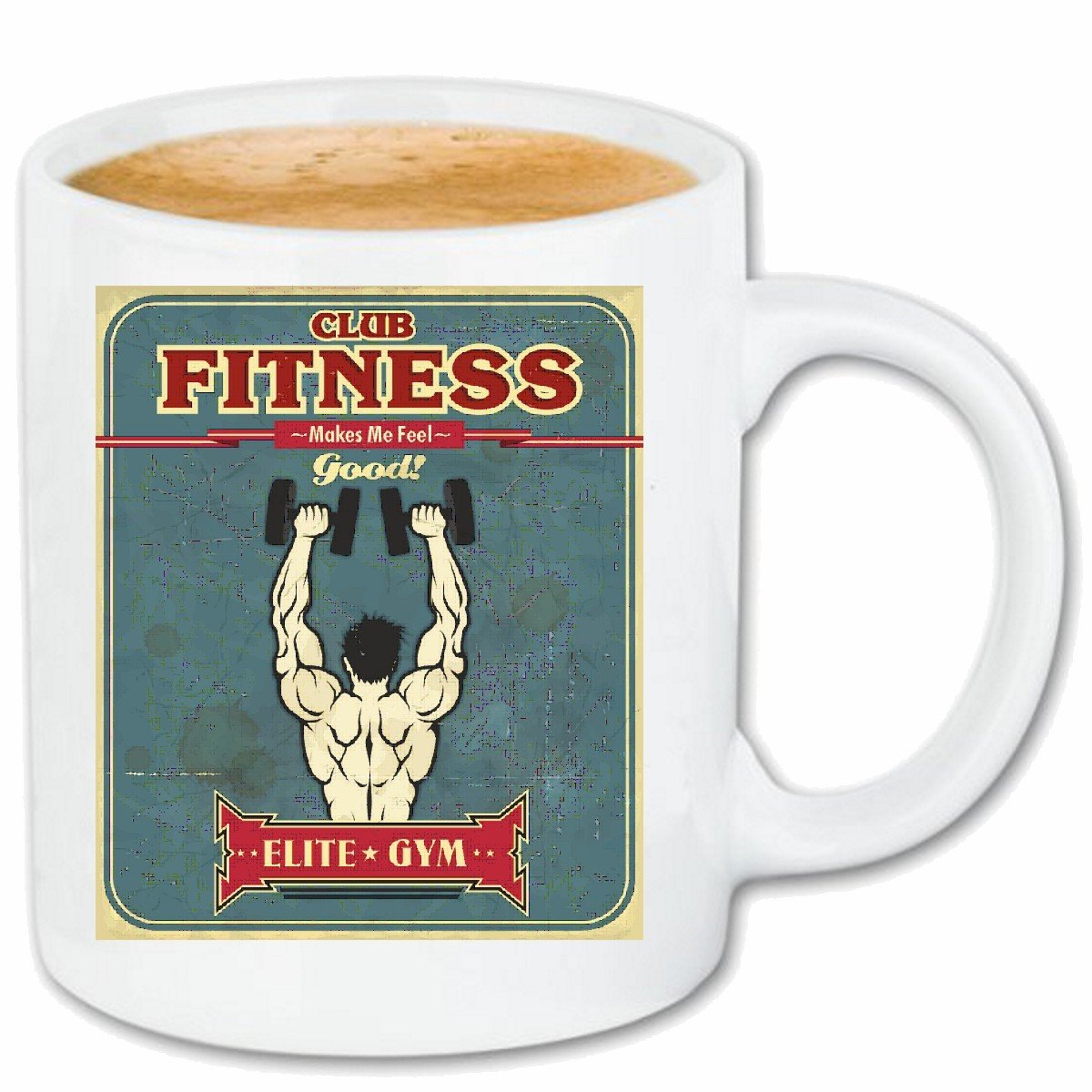 Tasse à Café Power Gym Bull – Cadeau Sportif, Musculation, Bodybuilding, 355 Ml, Blanc, Déco Fun