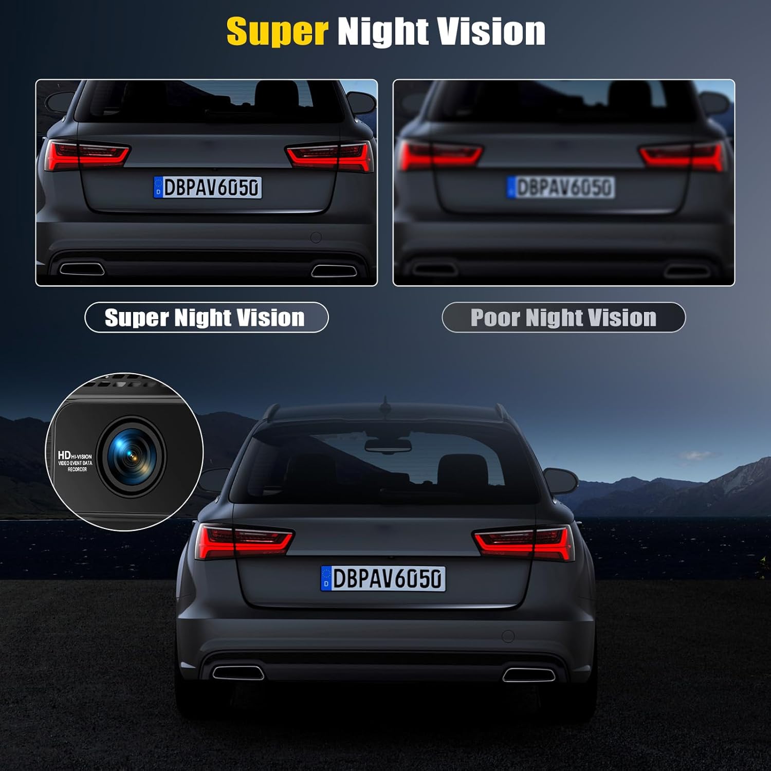 360° 4 Channel 1080P Dash Cam Front and Rear Inside,3” Dash Camera for Cars Car Camera with WiFi,APP Control,IR Night Vision,Loop Recording,G-Sensor,Parking Assistance,24H Parking Monitor+64G SD