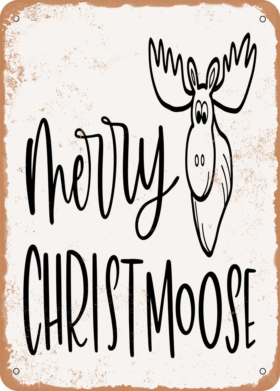 Metal Sign - Merry Christmoose - Vintage Look home decor