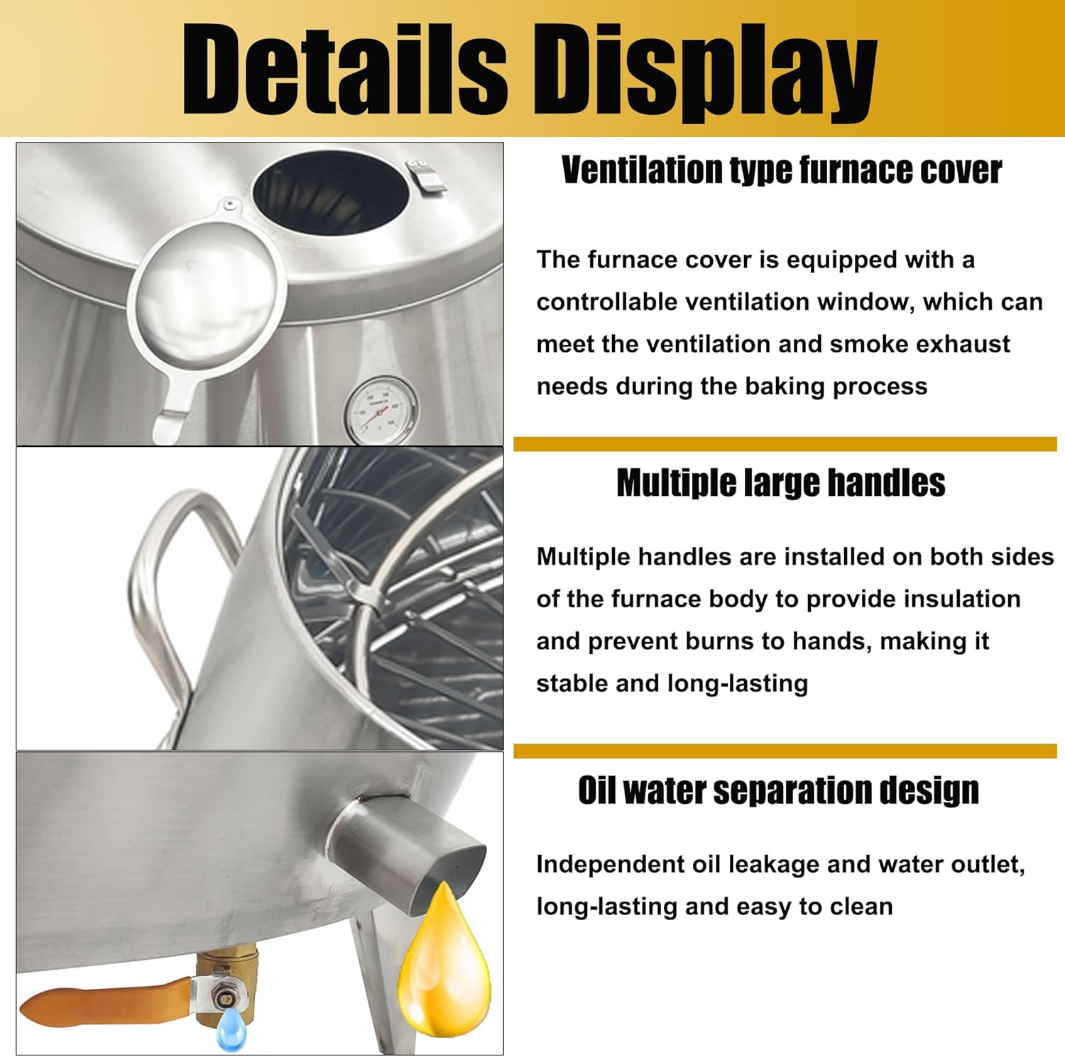 Commercial LPG Roast Duck Oven Stainless Steel Large Capacity Energy-Saving BBQ Roast Turkey Oven 140cm Height with Grill Nets, Duck Hooks, Observation Windows for Restaurants, Food Stalls