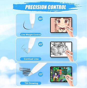 Apple ile uyumlu kalem uçları 1 ve 2. nesil Apple ile uyumlu iPad Pro Pencil için uygun, 0,78 mm, aşınmaz, ince uç, hassas kontrol, USB- C Apple ile uyumlu Pen uç, Logitech ile uyumlu uzun uçlar