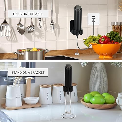 Miniatura 4 de FYY Espumador de leche recargable de mano, fabricante de espuma eléctrica con base de carga inalámbrica, mezclador de bebidas con soportes para