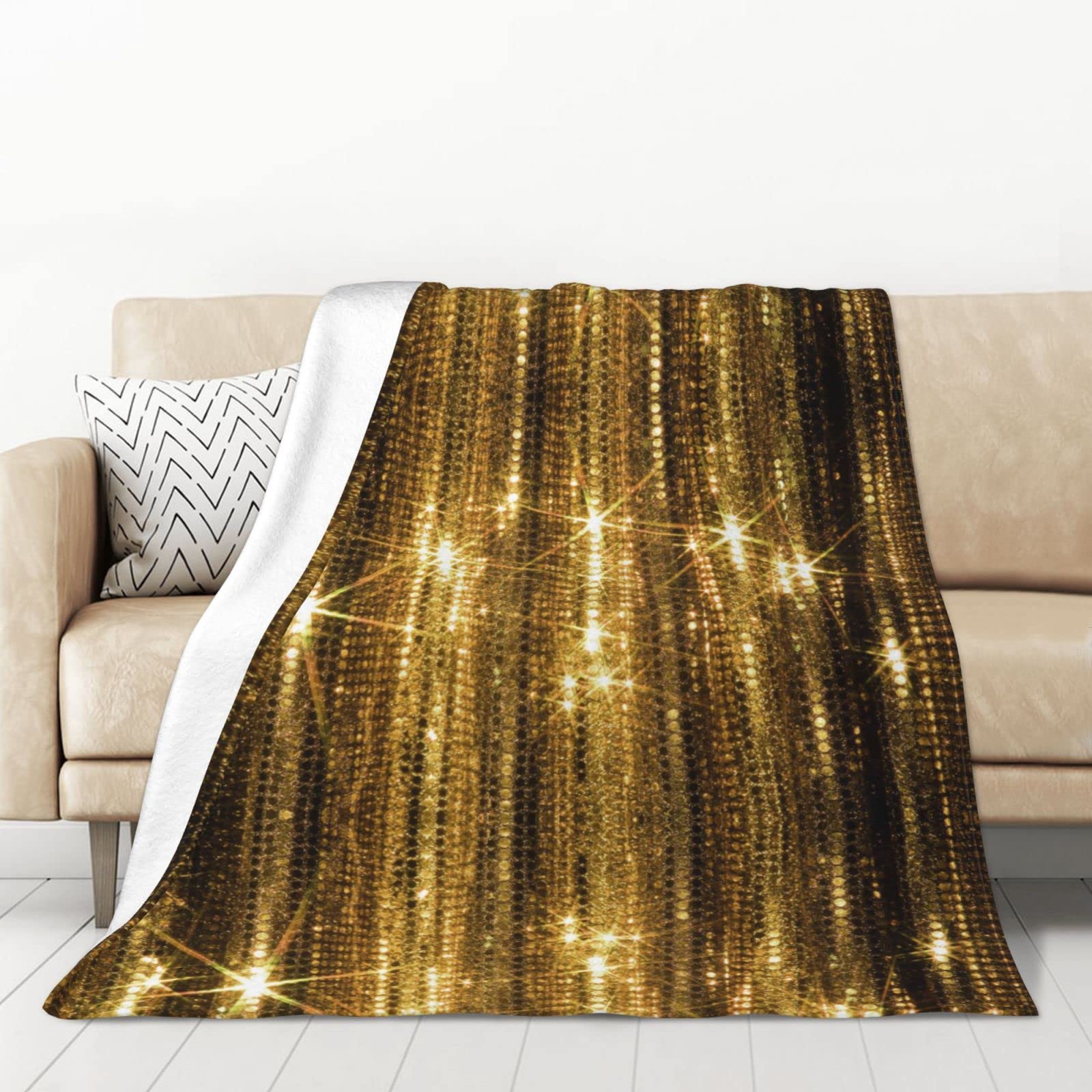 Couverture en flanelle dorée chaude douce lit canapé plaid 127x178