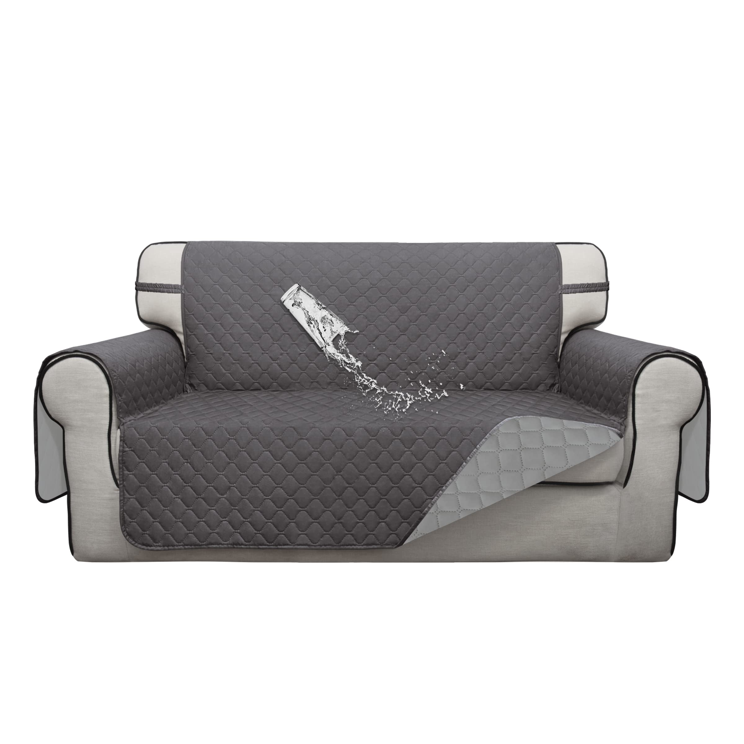 ISSUNTEX Double Protection 100% Waterproof Loveseat Sofa Covers for Living Room, Couch Covers for 2 Cushion Couch Sofa, Reversible Furniture Protector