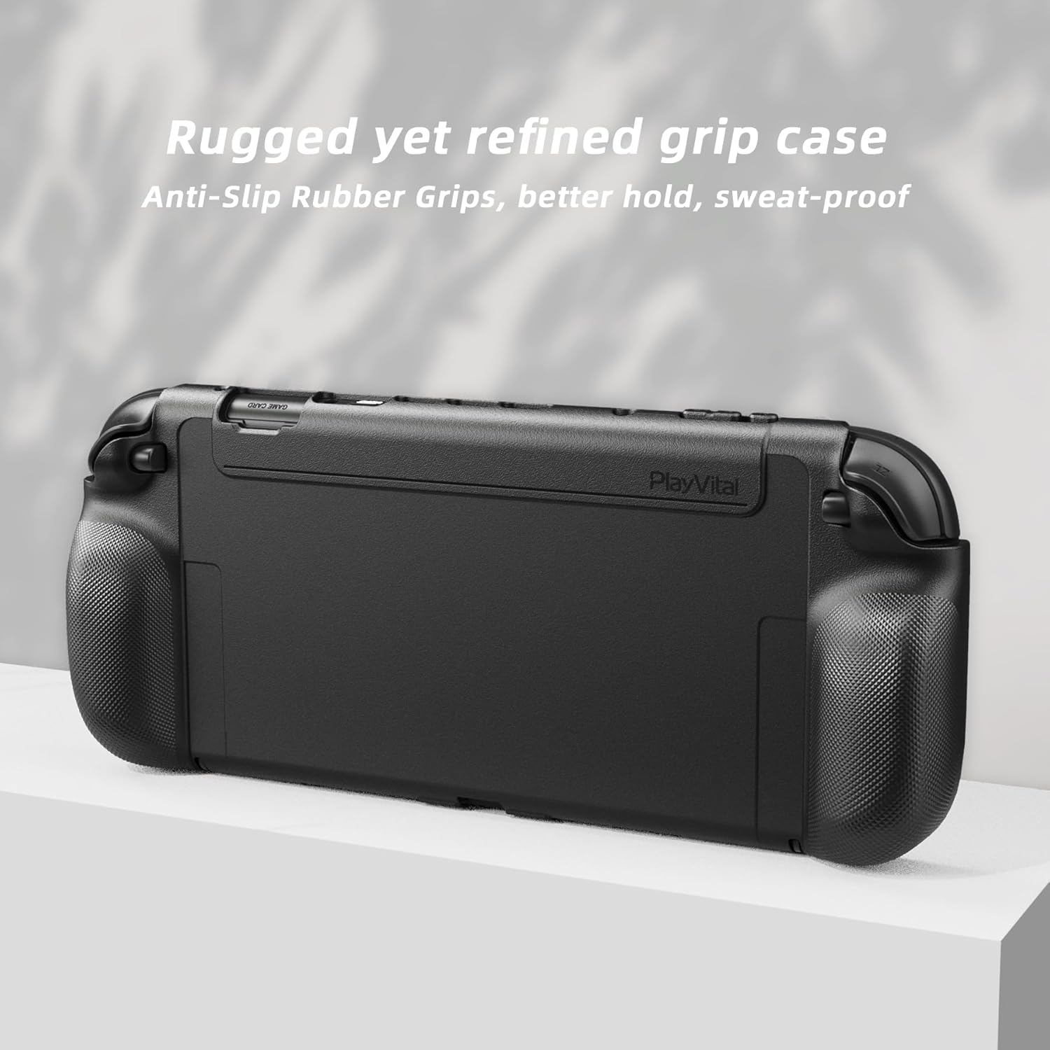 PlayVital Pure Protective Grip Case for Nintendo Switch 2 – Shockproof TPU Cover & 4 Thumbstick Caps | Ergonomic Anti-Slip Grips Design Accessories - Black - Image 4